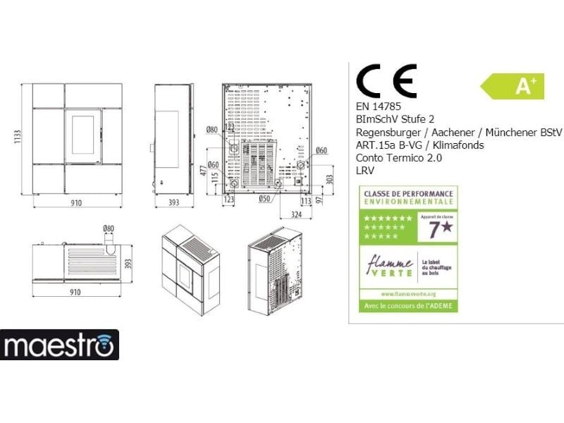 Piec na pelet MCZ Stream Comfort Air 12 kW Serpentino + Prezent